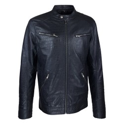 blouson homme cuir style motard baya black vue de face