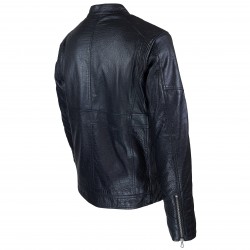 blouson homme cuir style motard baya black vue de deux tiers