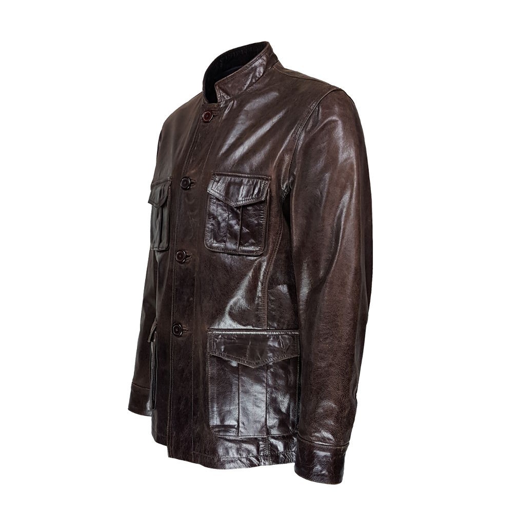 Canadian men's fourbutton leather jacket