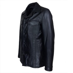 veste homme cuir cookes quatre boutons vue de profil