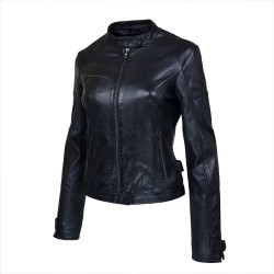 blouson femme cuir prenco vue de deux tiers