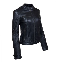 blouson femme cuir prenco vue de profil