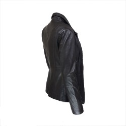 veste femme cuir a zip paro vue de cote inverse