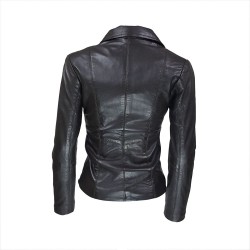 veste femme cuir a zip paro vue de dos