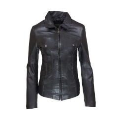 veste femme cuir a zip paro vue de face