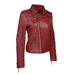 perfecto femme cuir redio rouge prix passionnant vue de profil