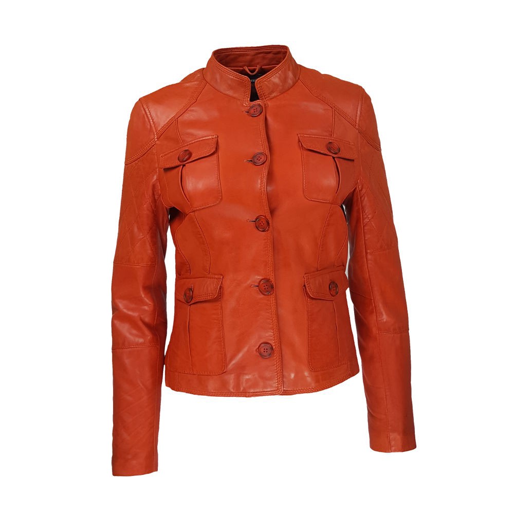 veste femme cuir quatre boutons bardo vue de face