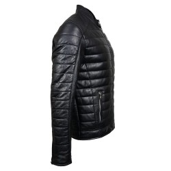 blouson homme en cuir patra matelasse vue de cote