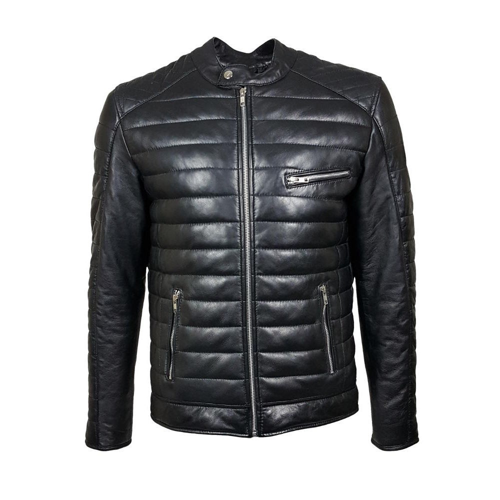 blouson homme en cuir patra matelasse vue de face