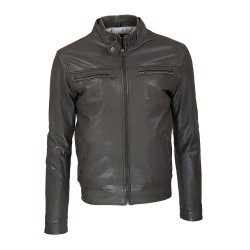 blouson homme en cuir  style motard alabama vue de face