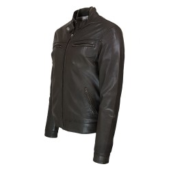 blouson homme en cuir  style motard alabama vue de profil