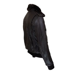 blouson homme cuir modele aviateur fly jacket toledo a col amovible vue de cote