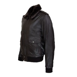 blouson homme cuir modele aviateur fly jacket toledo a col amovible vue de profil