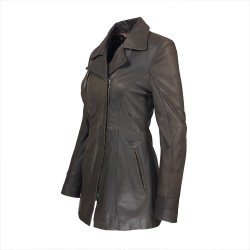 veste femme cuir a zip barra vue de  tiers