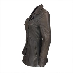 veste femme cuir a zip barra vue de profil