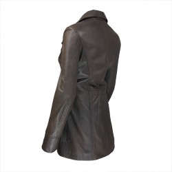 veste femme cuir a zip barra vue de trois tiers