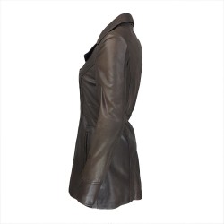 veste femme cuir a zip barra vue de cote