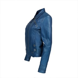 veste femme cuir a zip regino vue de cote