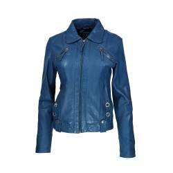 veste femme cuir a zip regino vue de face