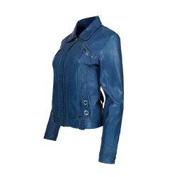 veste femme cuir a zip regino vue de profil