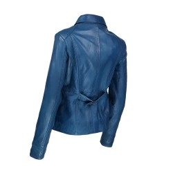 veste femme cuir a zip regino vue de trois tiers