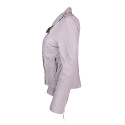 blouson perfecto cuir pour femme vue de cote