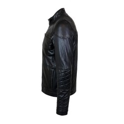 blouson homme cuir style motard canberra vue de cote