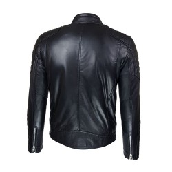 blouson homme  cuir col rond style motard razia vue de dos