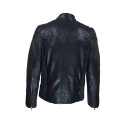 blouson homme  cuir col rond style motard tema vue de dos