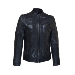 blouson homme  cuir col rond style motard tema vue de face