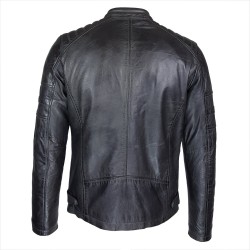 blouson homme cuir style motard fast grey saillant vue de dos