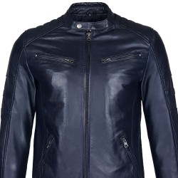 blouson cuir homme style motard armada vu de gros plan