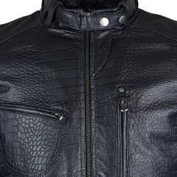 blouson homme cuir style motard tendi vue de gros plan