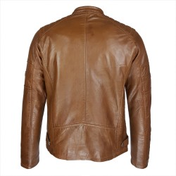 blouson cuir style motard castagne vue de dos