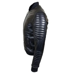 blouson homme cuir style motard baya black vue de cote