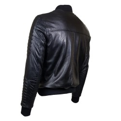 blouson homme cuir style motard baya black vue de trois tiers