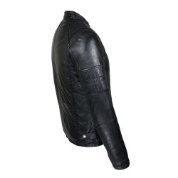 blouson homme cuir style motard gola black vue de cote inverse