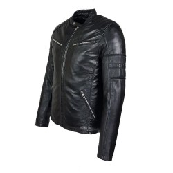 blouson homme cuir style motard gola black vue de profil