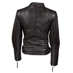 blouson femme à col rond style motard coco vue de dos