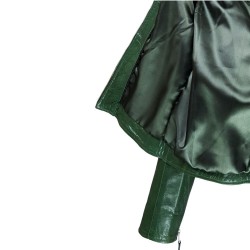 blouson femme en cuir de buffle monzo  col rond green vue interieur