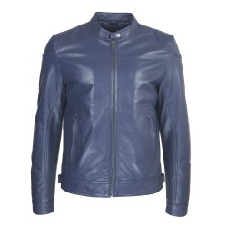 blouson cuir homme motard mer vue de face