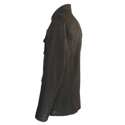 veste cuir homme de combat marron vue deux tiers