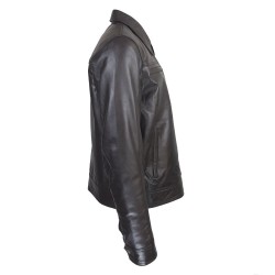 blouson cuir homme aviateur   nouvel vague vue de cote