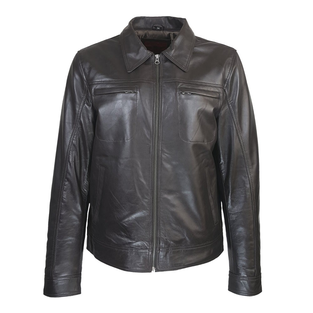 blouson cuir homme aviateur   nouvel vague vue de face