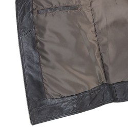 blouson cuir homme aviateur   nouvel vague vue interieur