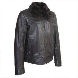 blouson cuir homme aviateur col amovible  nouvel vague vue de tiers