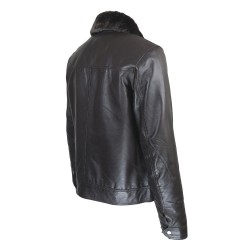 blouson cuir homme aviateur col amovible  nouvel vague vue trois tiers