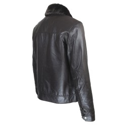 blouson cuir homme aviateur col amovible  nouvel vague vue de trois tiers