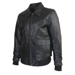 blouson cuir homme aviateur hurricane marron  vue de tiers