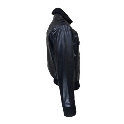 blouson homme cuir pierro black vue de cote